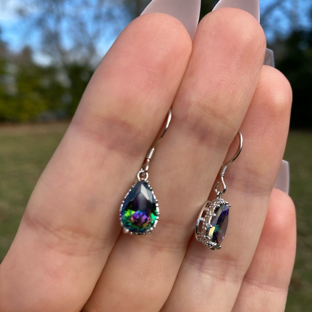 NEW Gorgeous 925 Silver Earrings Mystic Topaz - Picture 5 of 6
